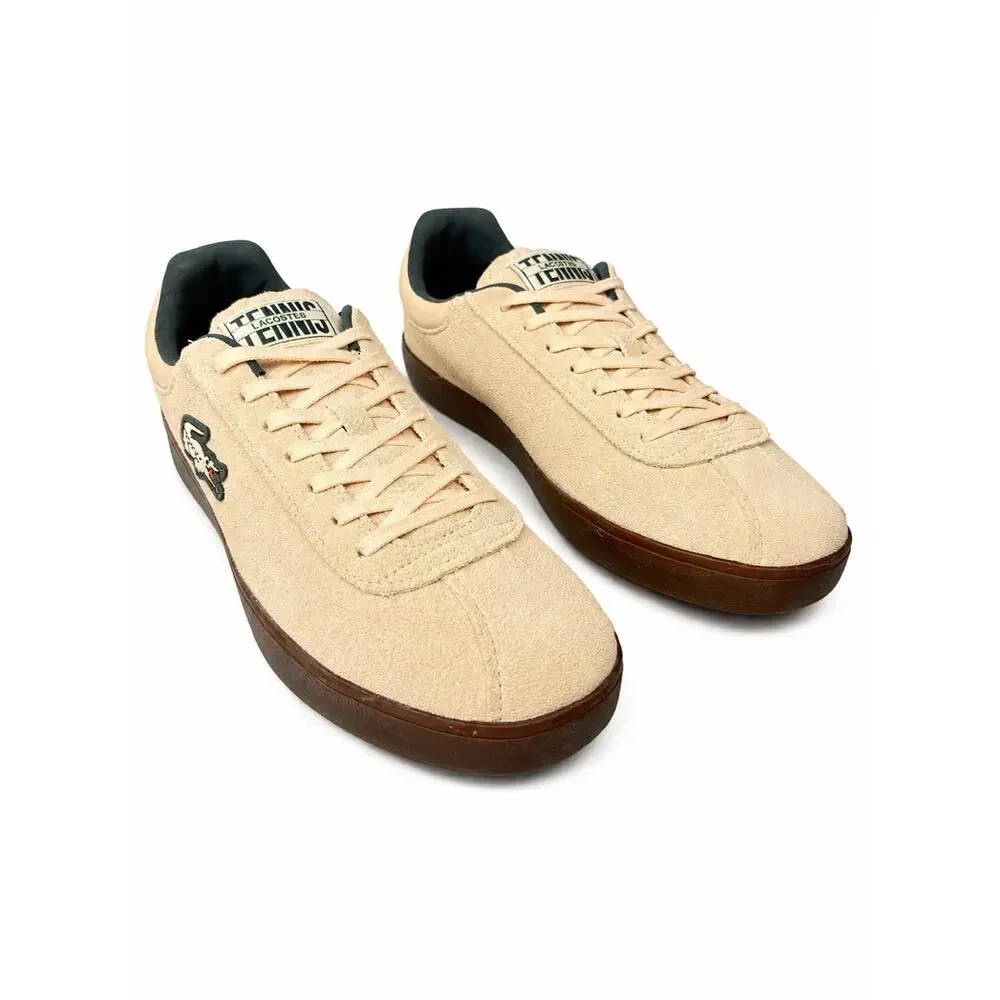 Lacoste Baseshot 125 3 SMA Men’s 9.5 Beige Suede Sneakers Gum Sole 749SMA0060AOT
